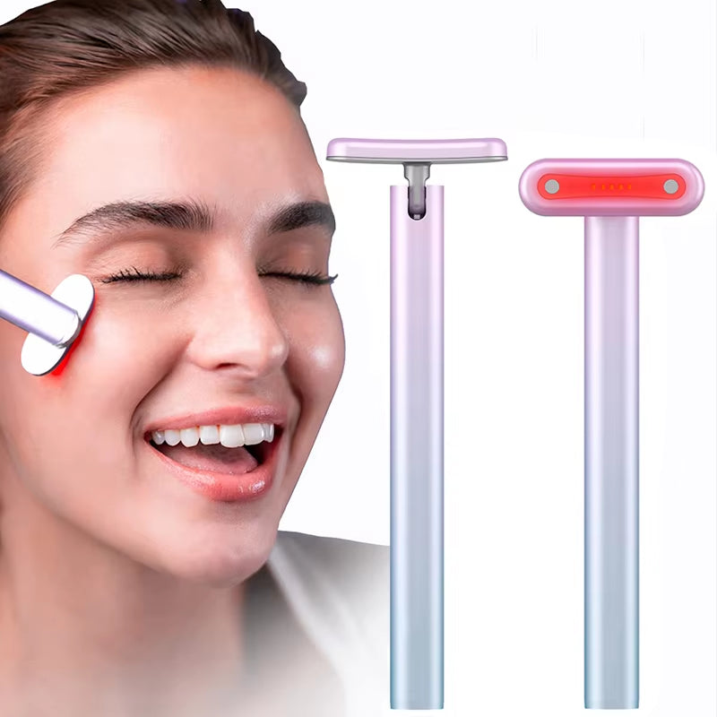 New 4 in 1 Facial Wand LED Red Light Therapy Facial Massage Tool EMS Face Massager Machine Skin Care Beauty Device for Face Neck