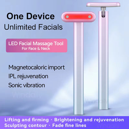 New 4 in 1 Facial Wand LED Red Light Therapy Facial Massage Tool EMS Face Massager Machine Skin Care Beauty Device for Face Neck